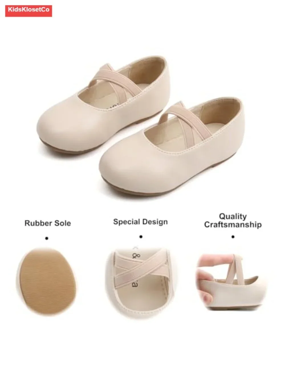 Toddler Girls Ballet Mary Jane Flats Dress Shoes Non-Slip Hook & Loop